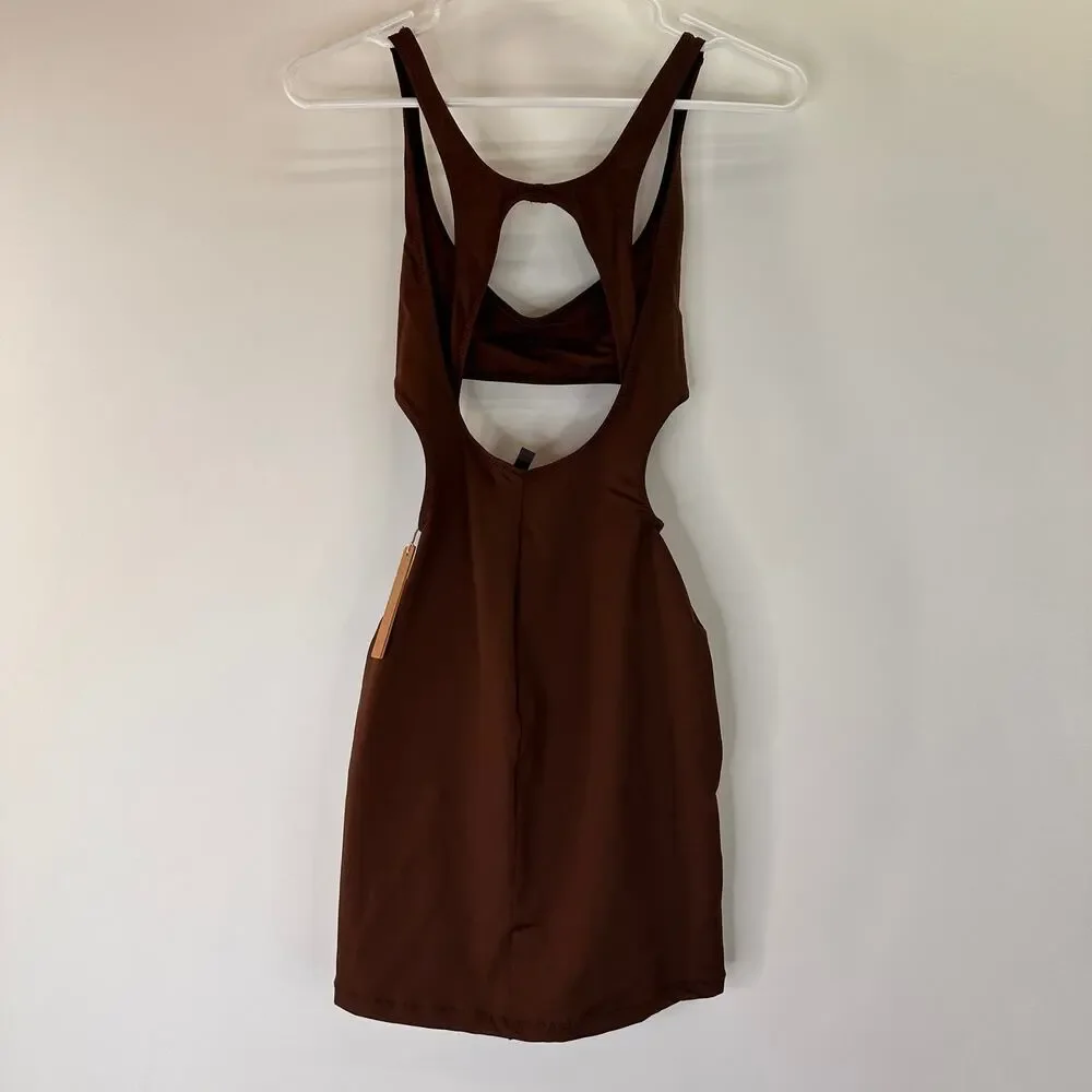 Skims Brown Recycled Dress Cut Out Tank Dress Size XXS New with tags